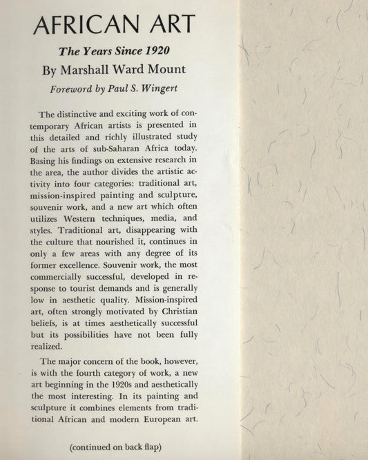 African Art: The Years Since 1920 by Marshall Ward Mount 1st ed.