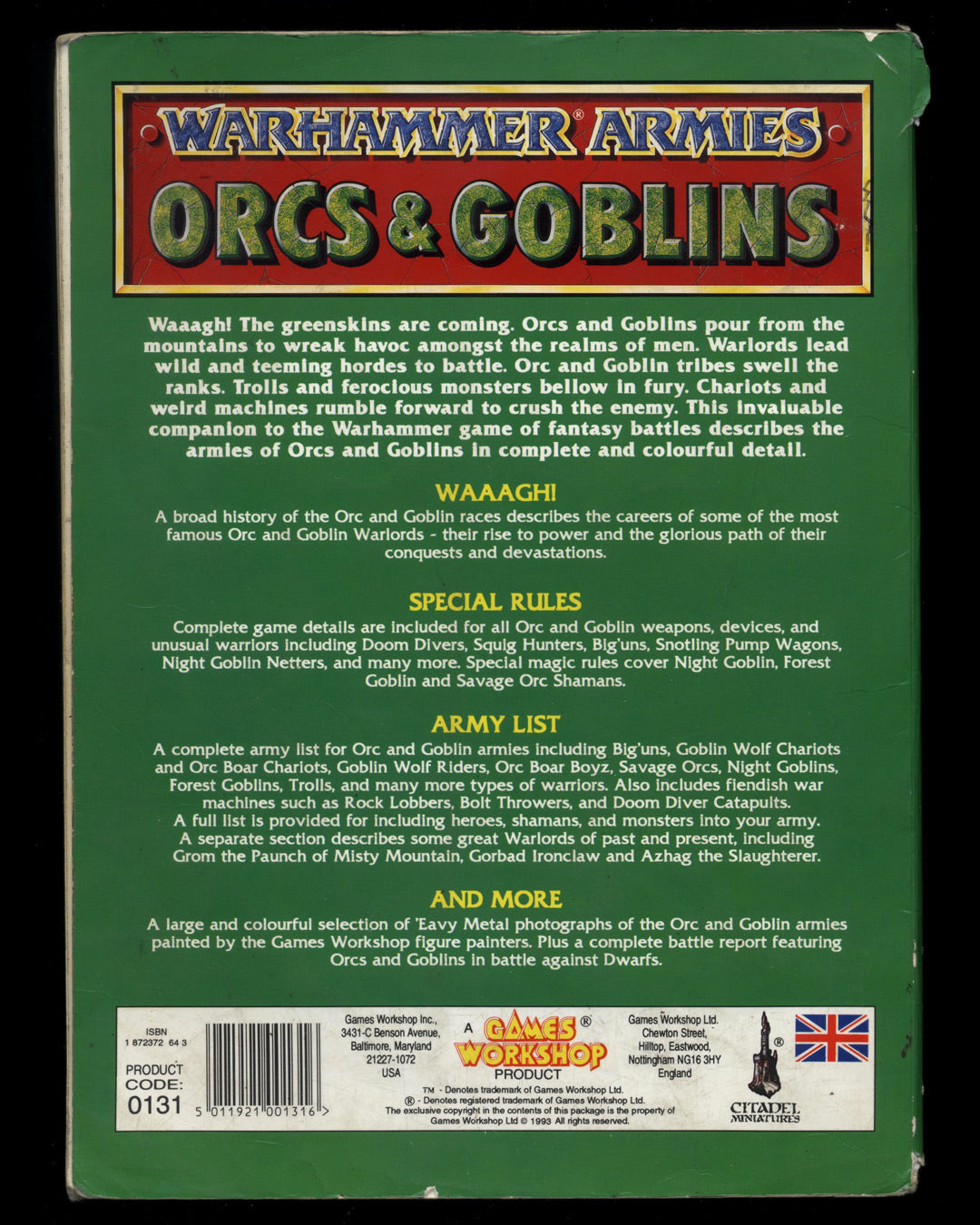 Warhammer Armies: Orcs and Goblins by Rick Priestley
