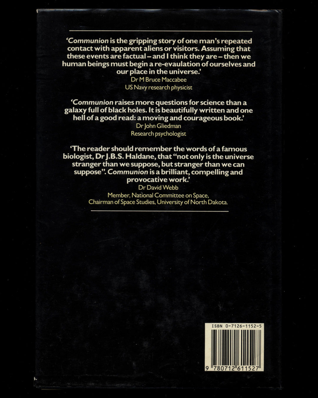Communion: A True Story, Encounters with the Unknown by Whitley Strieber 1st ed.