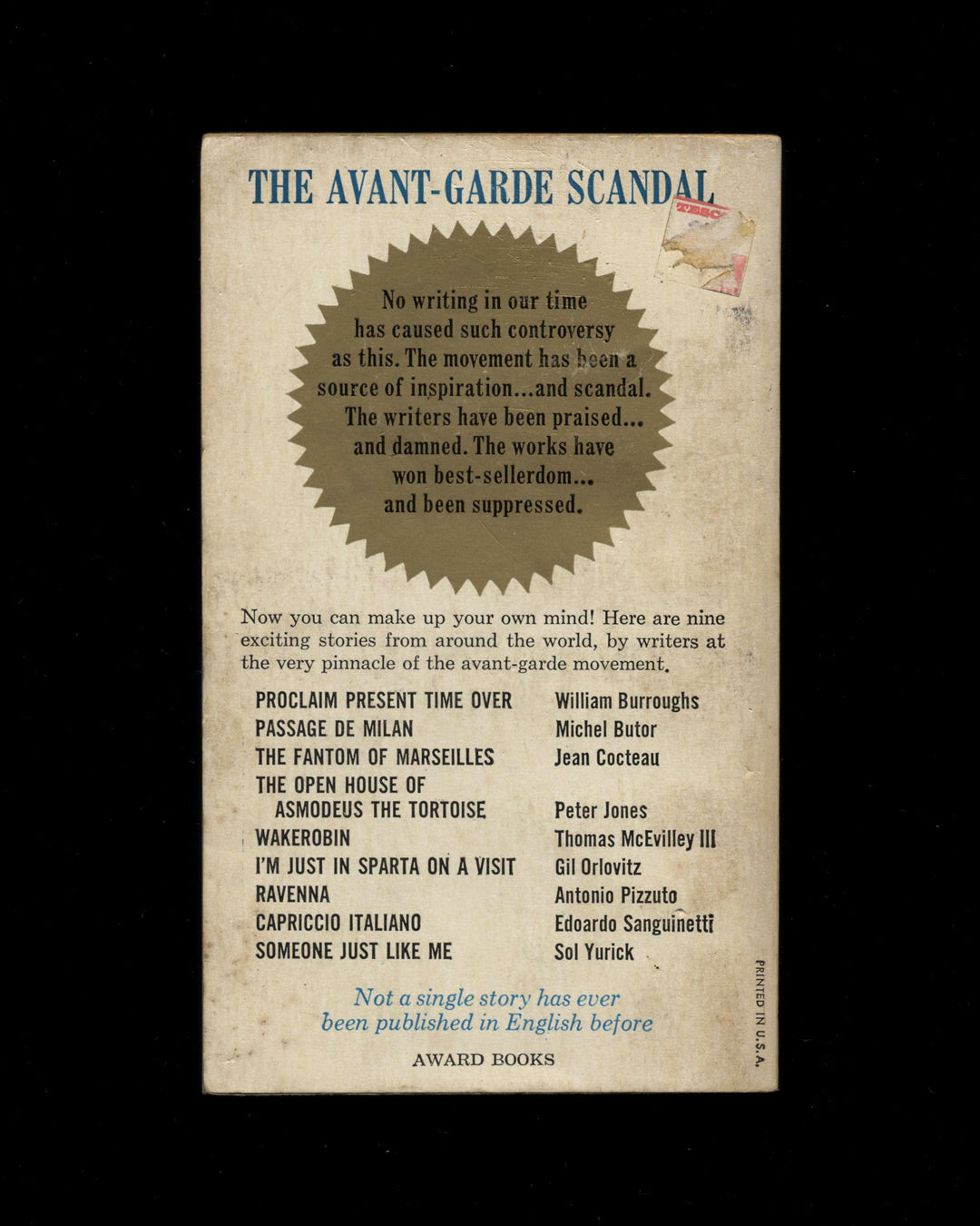The Award Avant-Garde Reader, Edited by Gil Orlovitz 1st ed.