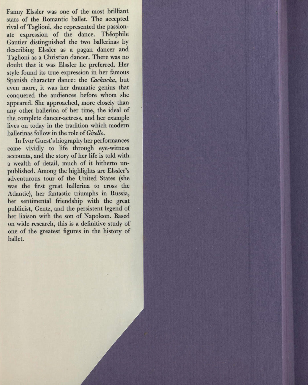 Fanny Elssler by Ivor Guest 1st ed.