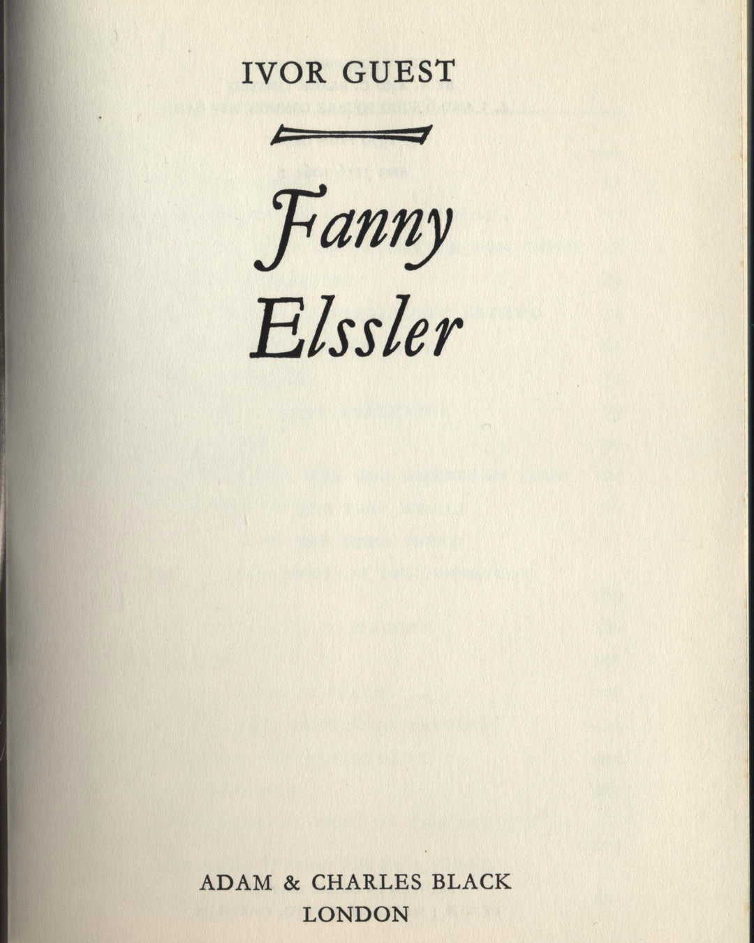 Fanny Elssler by Ivor Guest 1st ed.