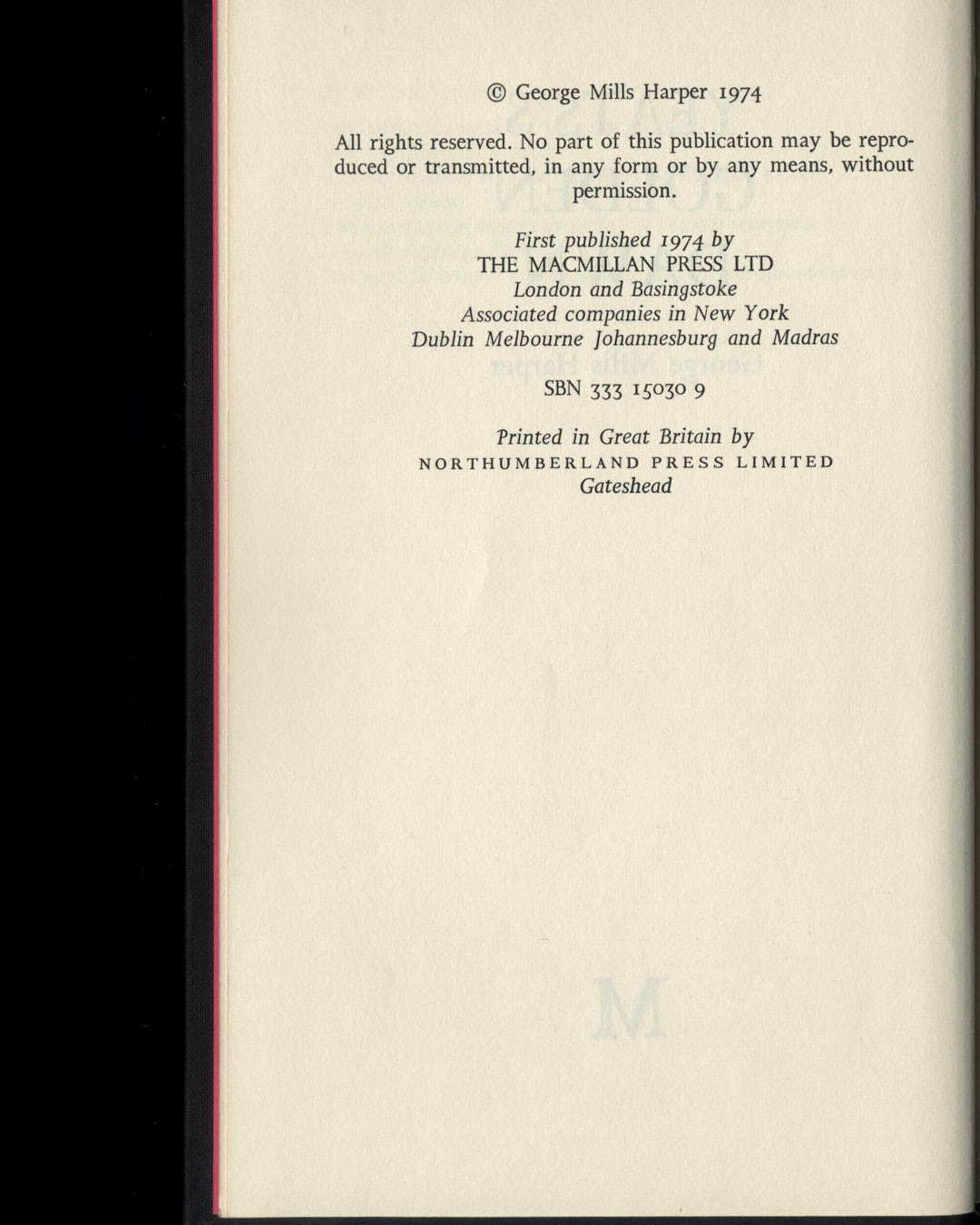 Yeats's Golden Dawn by George Mills Harper 1st ed.