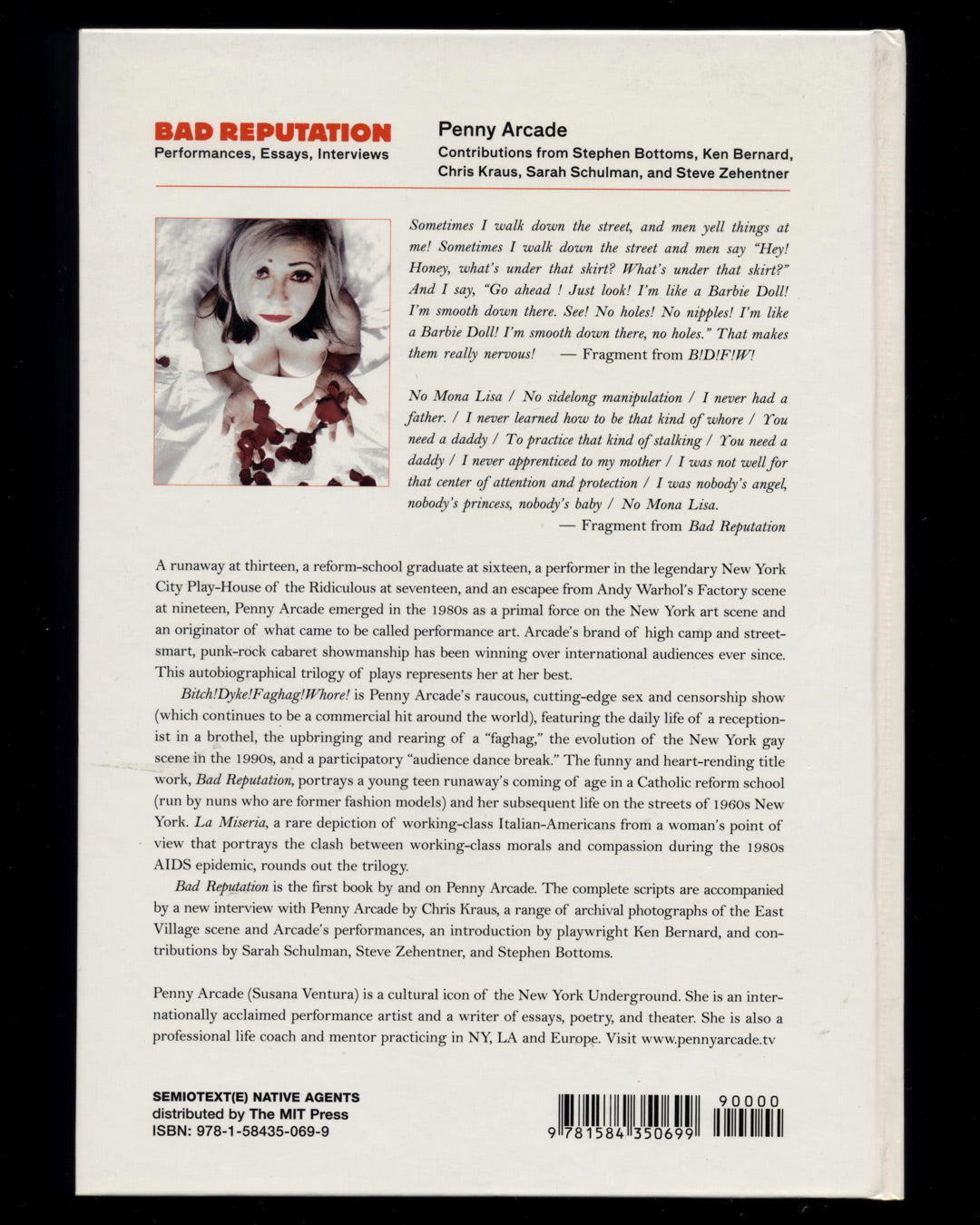 Bad Reputation: Performances, Essays, Interviews by Penny Arcade, Signed 1st ed.