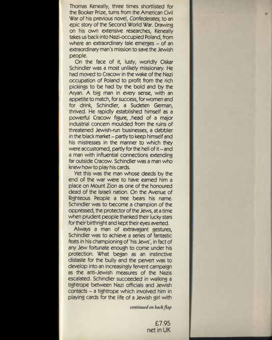 Schindler's Ark by Thomas Keneally 1st ed.