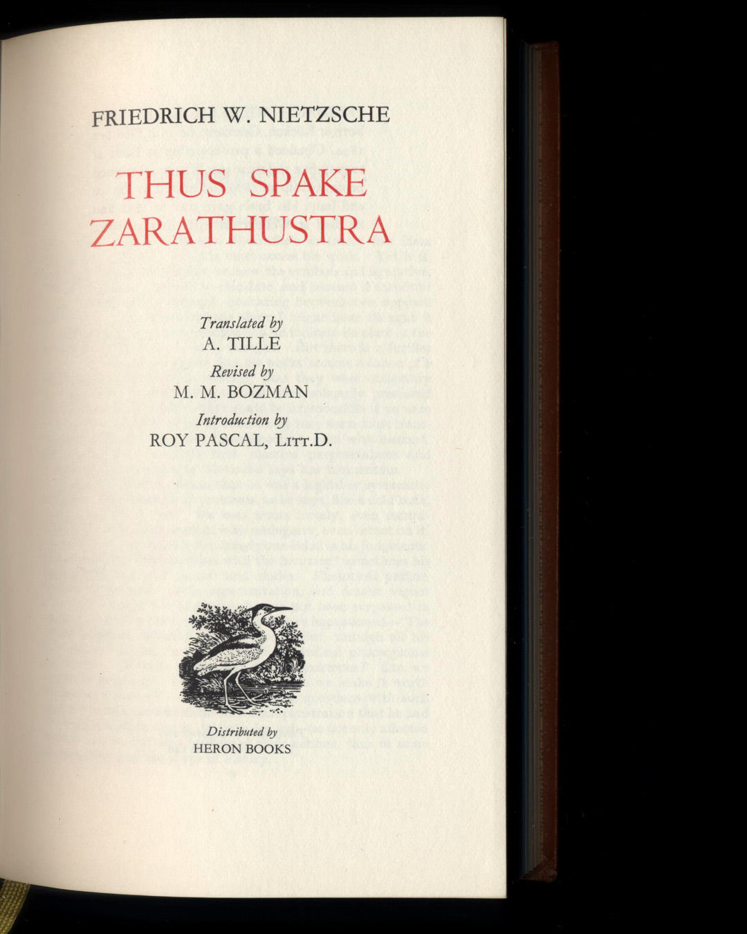 Thus Spake Zarathustra by Friedrich W. Nietzsche