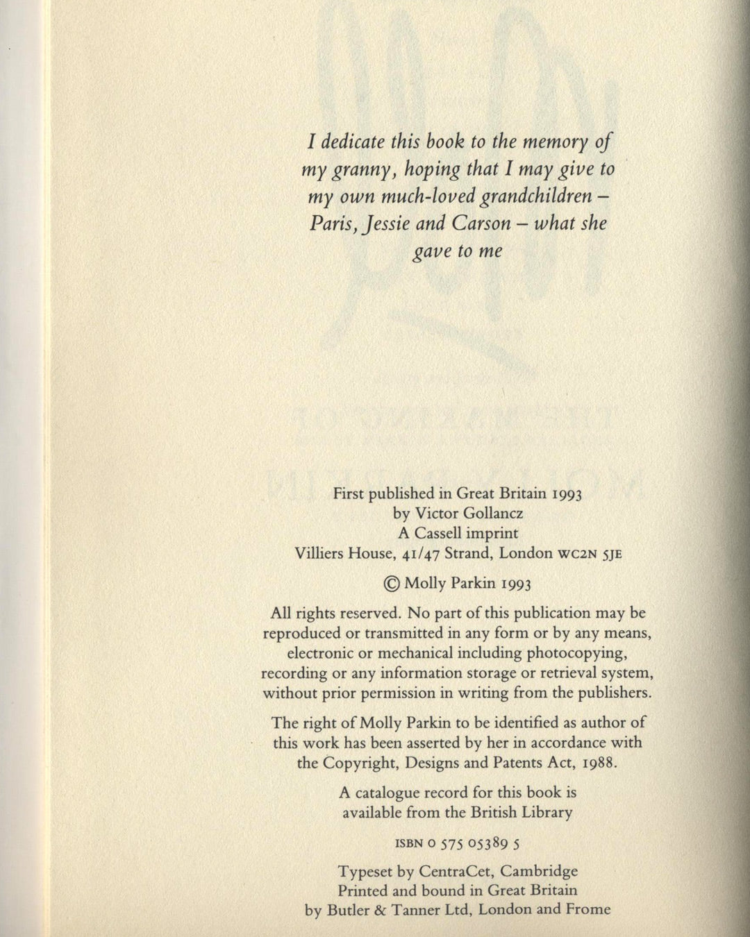 Moll: The Making of Molly Parkin, An Autobiography by Molly Parkin 1st ed.