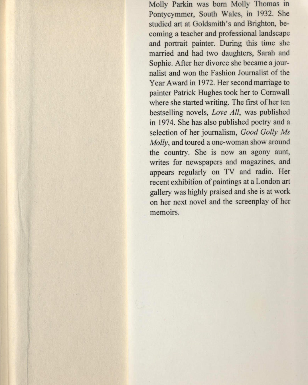 Moll: The Making of Molly Parkin, An Autobiography by Molly Parkin 1st ed.