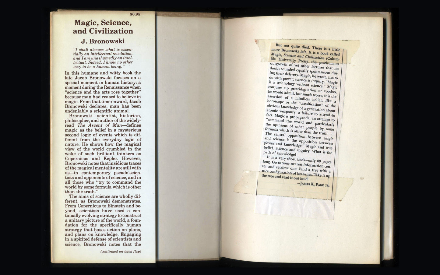 Magic, Science, and Civilization by J. Bronowski